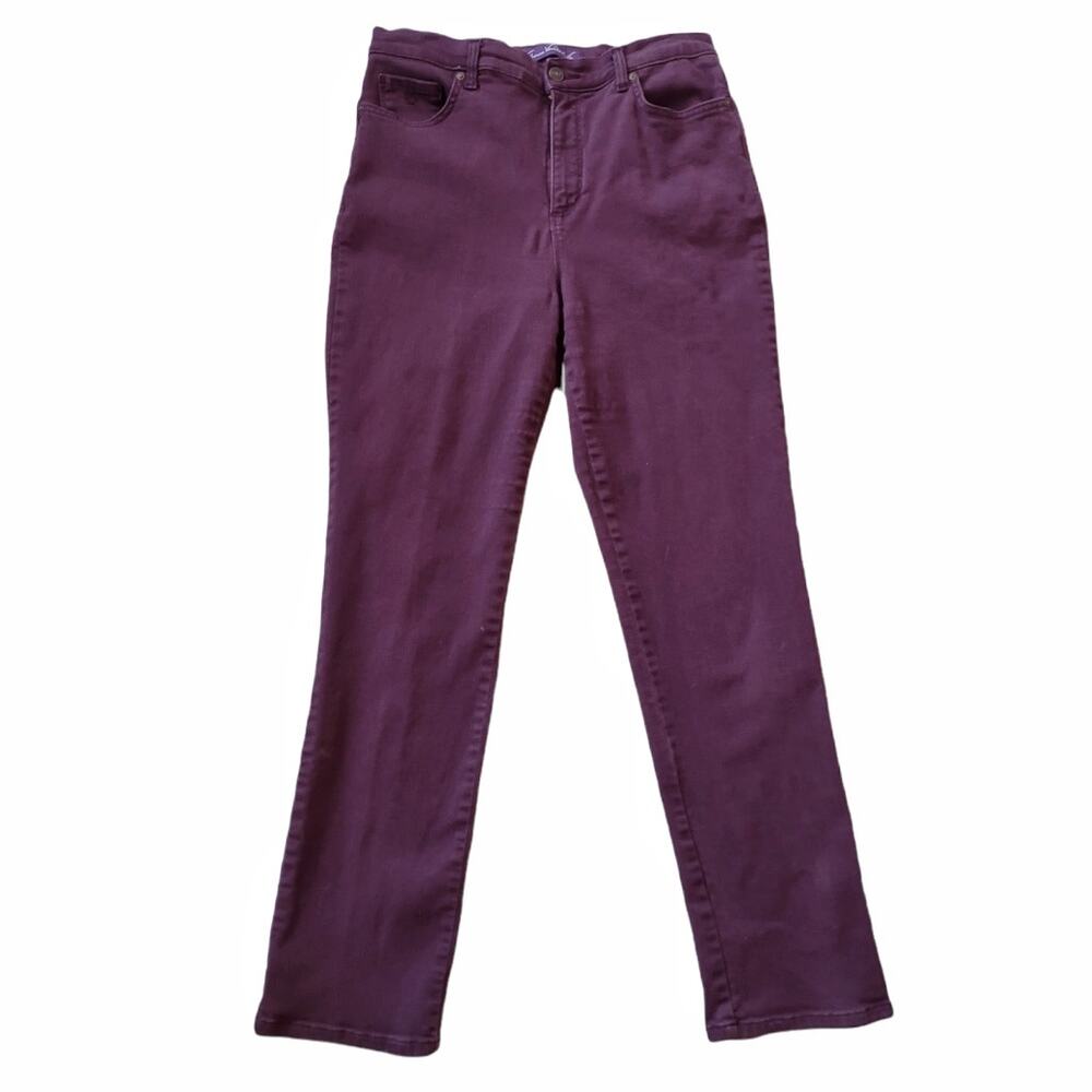 GLORIA VANDERBILT Burgundy Amanda Jeans Size 10 Stretch Denim Straight Leg Jeans